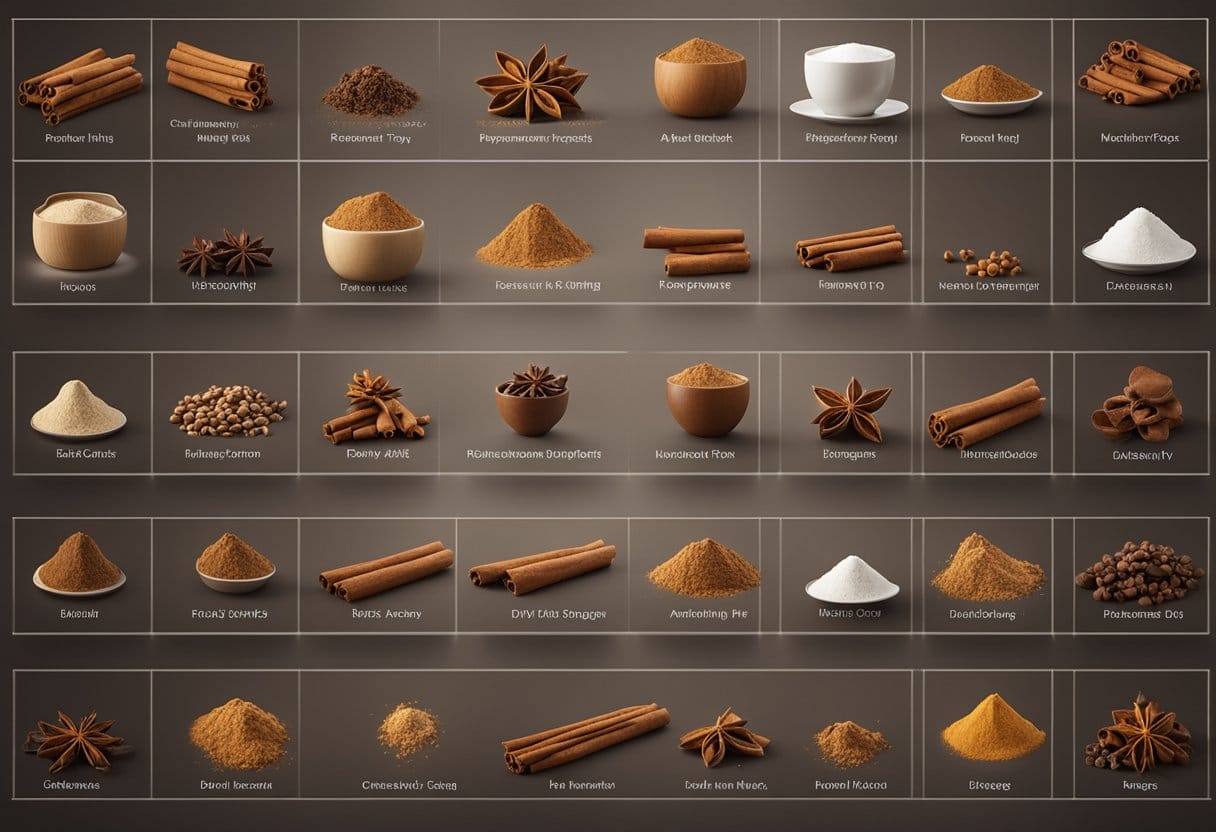 A variety of cinnamon types and forms are displayed, with labels highlighting their benefits for diabetes and blood sugar effects