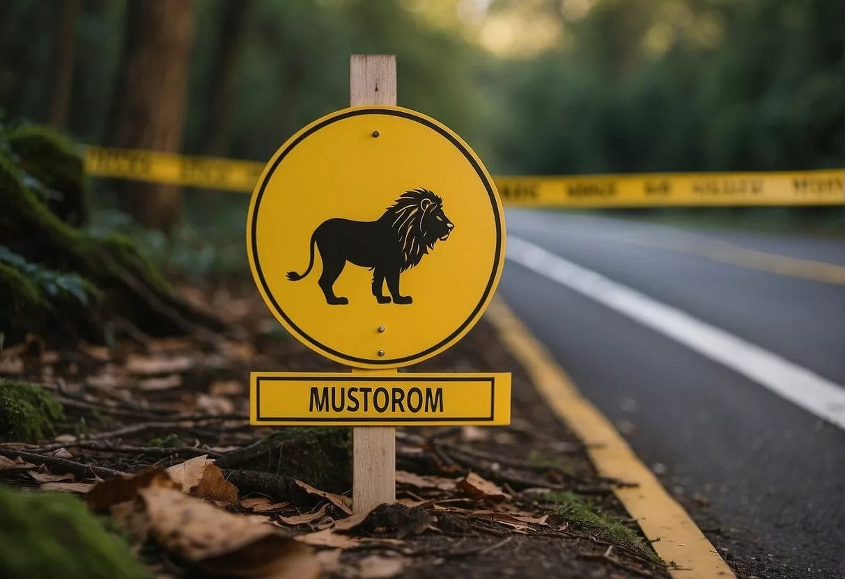 image-367 - Preventive Medicine Daily A lion's mane mushroom with warning signs and caution tape