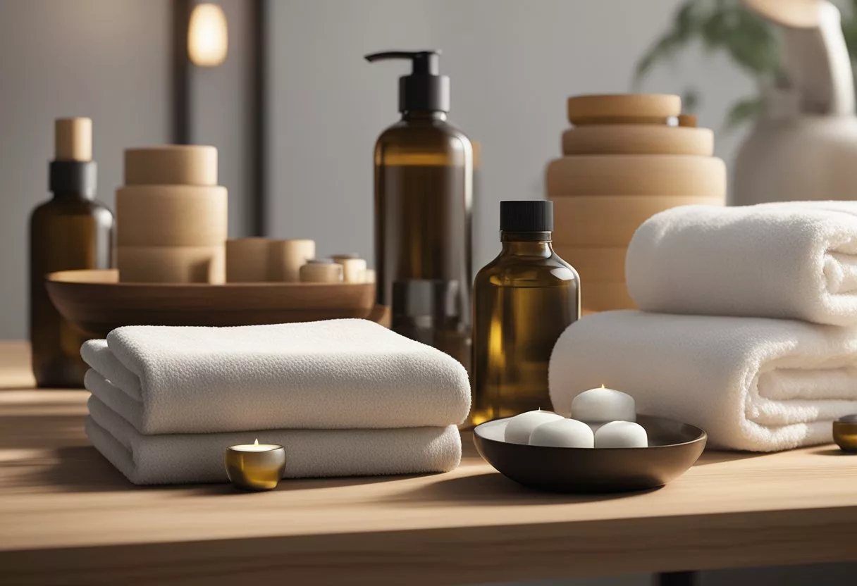 massage therapy - Preventive Medicine Daily Various massage tools and equipment arranged on a clean, minimalist table. A variety of oils, lotions, and towels are neatly displayed nearby