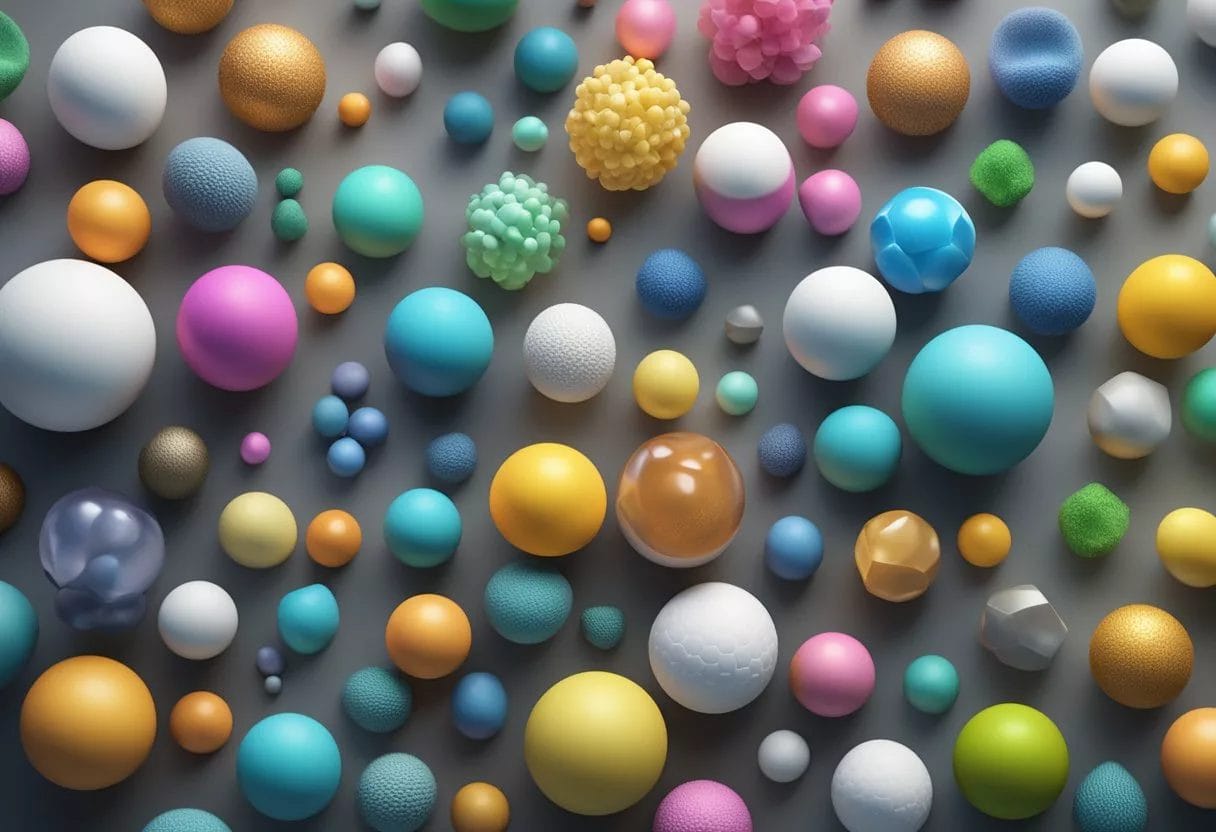 Amino acids in a variety of shapes and sizes, each with a specific function in protein synthesis and cellular processes