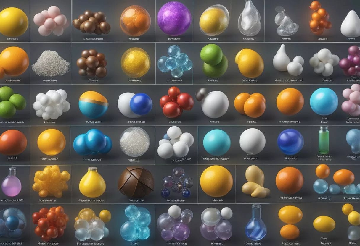 Various amino acids grouped by their properties and functions, such as polar, nonpolar, acidic, and basic, displayed in a clear and organized manner